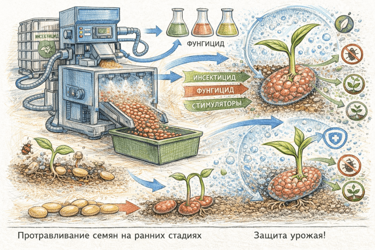 Протравливание семян защитными препаратами